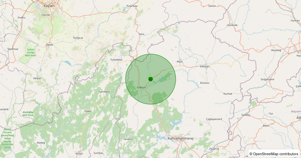 04 Kasım 2025 saat 23:05 - Göksun - Kanlıkavak - 1.60ml depreminin harita gösterimi