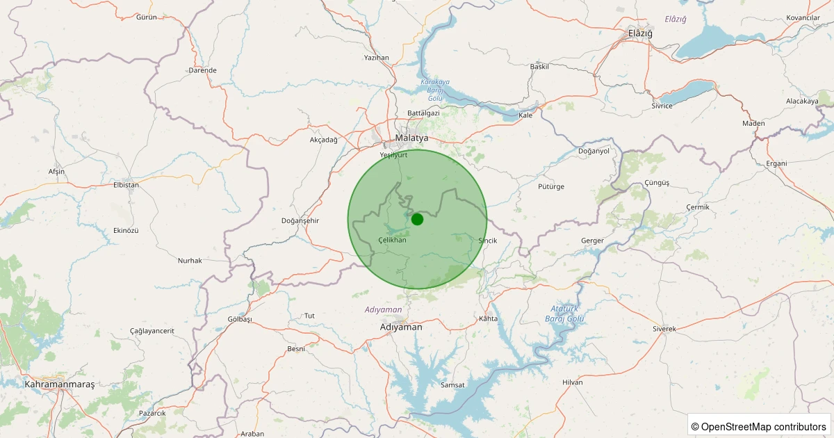 05 Kasım 2025 saat 00:49 - Çelikhan - Taşdamlar Köyü - 0.90ML depreminin harita gösterimi