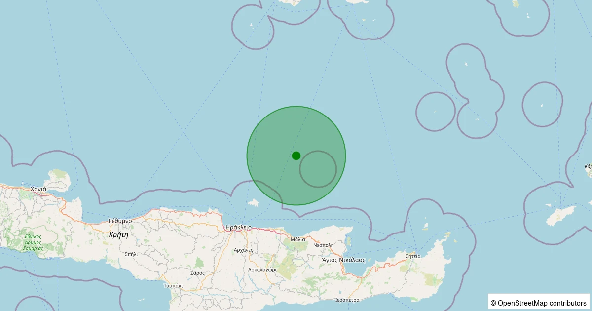 05 Kasım 2025 saat 01:14 - Ege Denizi - 2.20ML depreminin harita gösterimi