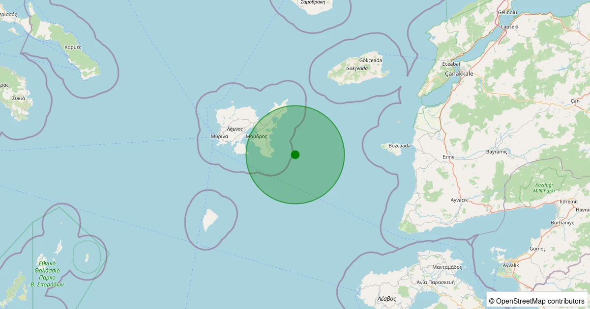 05 Kasım 2025 saat 00:50 - EGE - 1.60ml depreminin harita gösterimi