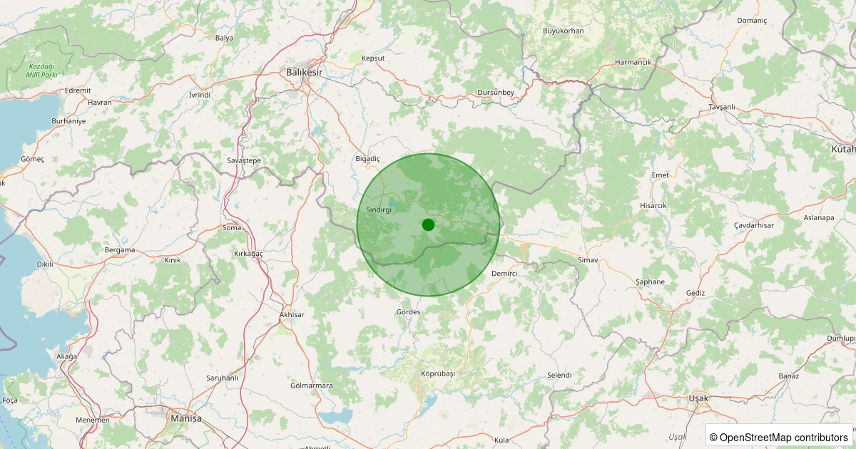 05 Kasım 2025 saat 01:33 - Sındırgı - Çıkrıkçı - 1.20ML depreminin harita gösterimi