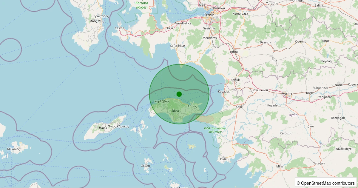 05 Kasım 2025 saat 01:59 - SISAM - 1.80ml depreminin harita gösterimi