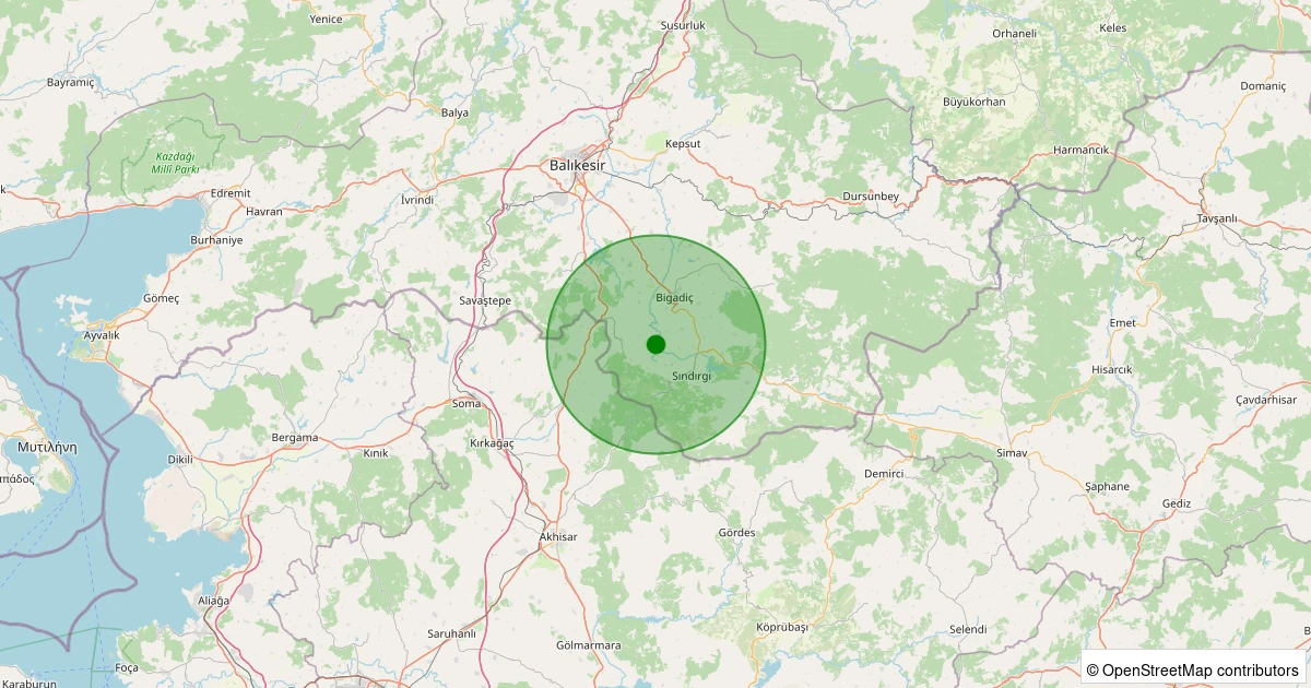 05 Kasım 2025 saat 03:08 - Sındırgı - Küçükbükü - 0.90ML depreminin harita gösterimi