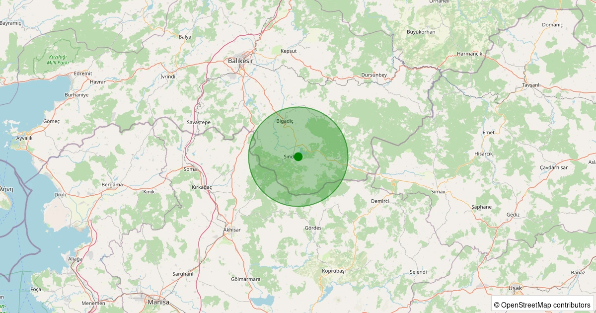 05 Kasım 2025 saat 03:15 - Sındırgı - Pürsünler - 1.50ML depreminin harita gösterimi