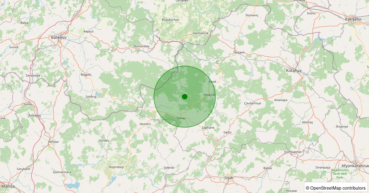05 Kasım 2025 saat 04:23 - Simav - Maden Köyü - 1.20ML depreminin harita gösterimi