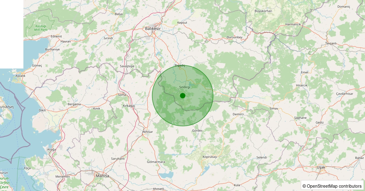 05 Kasım 2025 saat 04:39 - Sındırgı - Sinandede - 1.30ml depreminin harita gösterimi