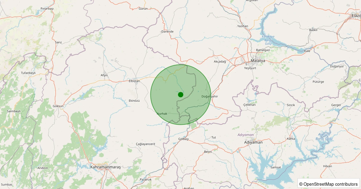 05 Kasım 2025 saat 04:44 - Elbistan - Tapkırankale Köyü - 1.10ML depreminin harita gösterimi