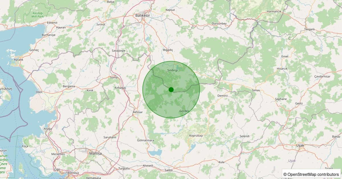 05 Kasım 2025 saat 04:53 - Sındırgı - Kınık - 1.80ml depreminin harita gösterimi