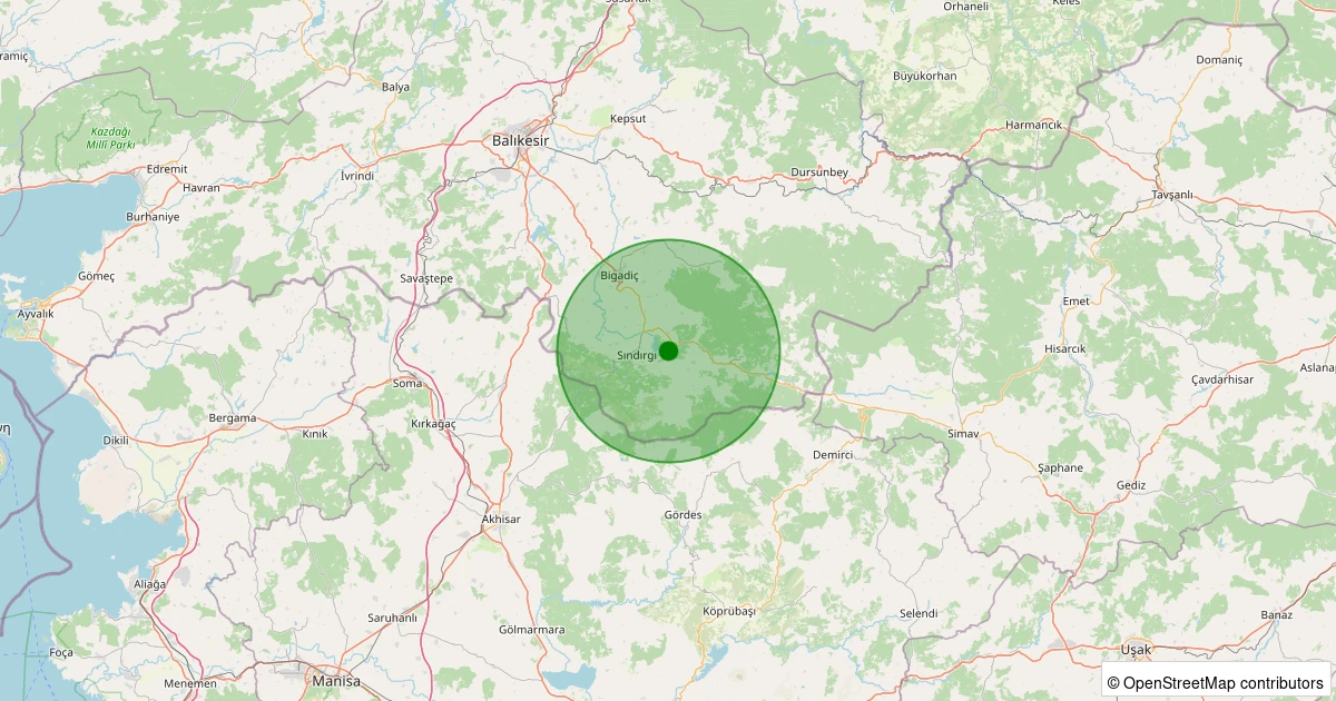 05 Kasım 2025 saat 05:18 - Sındırgı - Danaçayır - 1.00ml depreminin harita gösterimi