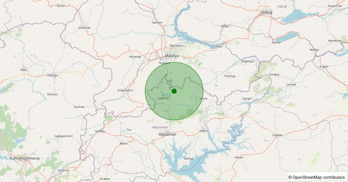 05 Kasım 2025 saat 05:33 - Çelikhan - Taşdamlar Köyü - 1.20ml depreminin harita gösterimi