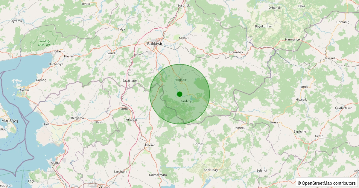 05 Kasım 2025 saat 11:12 - Sındırgı - Kurtuluş - 1.20ml depreminin harita gösterimi