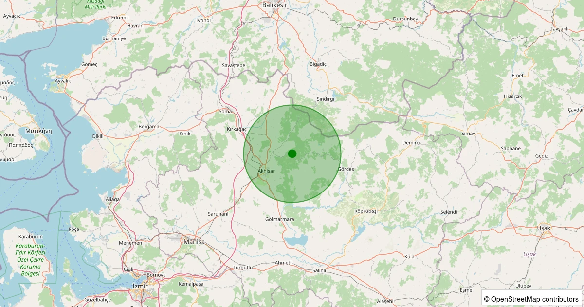 05 Kasım 2025 saat 12:41 - Akhisar - Doğankaya Köyü - 1.10ml depreminin harita gösterimi