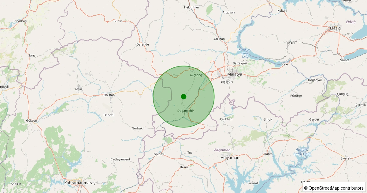 05 Kasım 2025 saat 14:00 - Doğanşehir - Polat - 2.50ml depreminin harita gösterimi