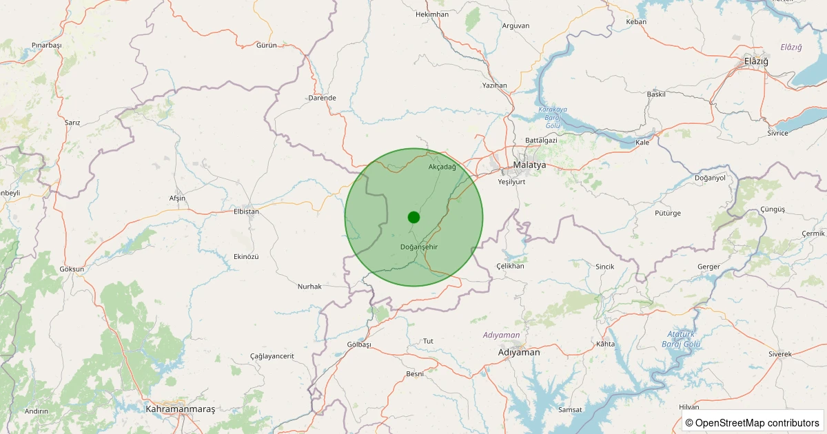 05 Kasım 2025 saat 14:00 - Doğanşehir - Polat - 2.50ML depreminin harita gösterimi