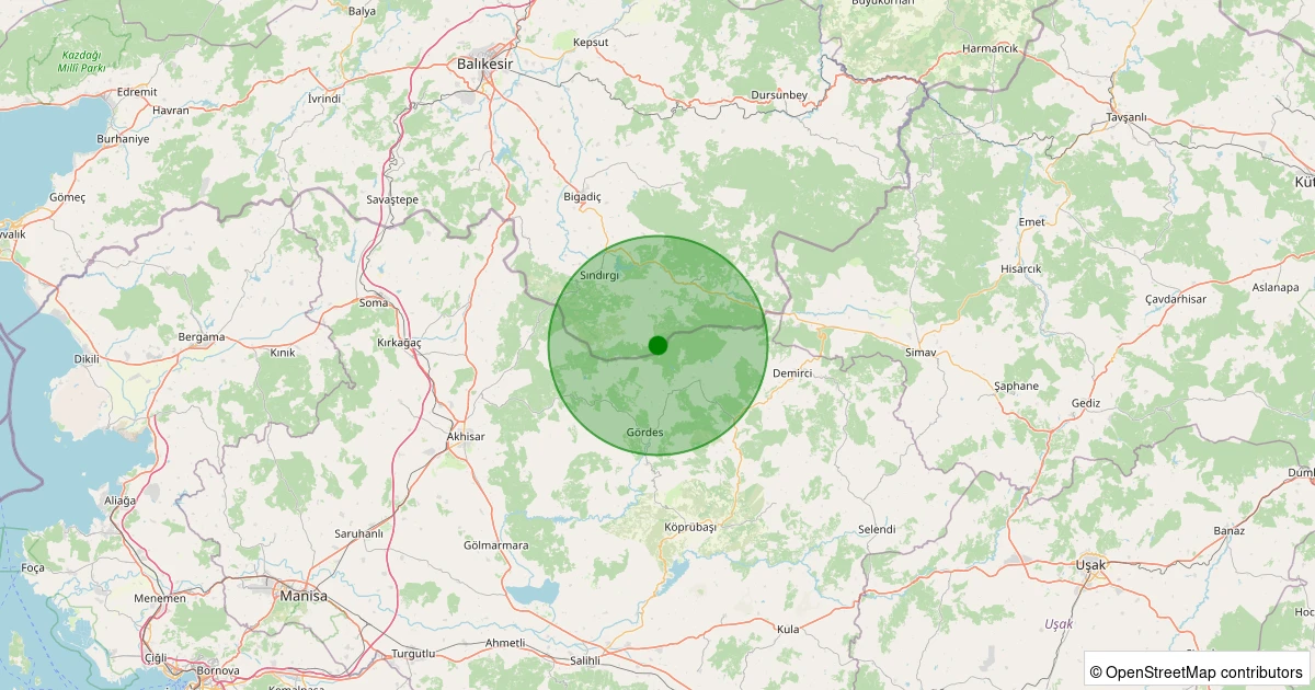 05 Kasım 2025 saat 15:26 - Sındırgı - Yüreğil/Merkez - 1.40ml depreminin harita gösterimi