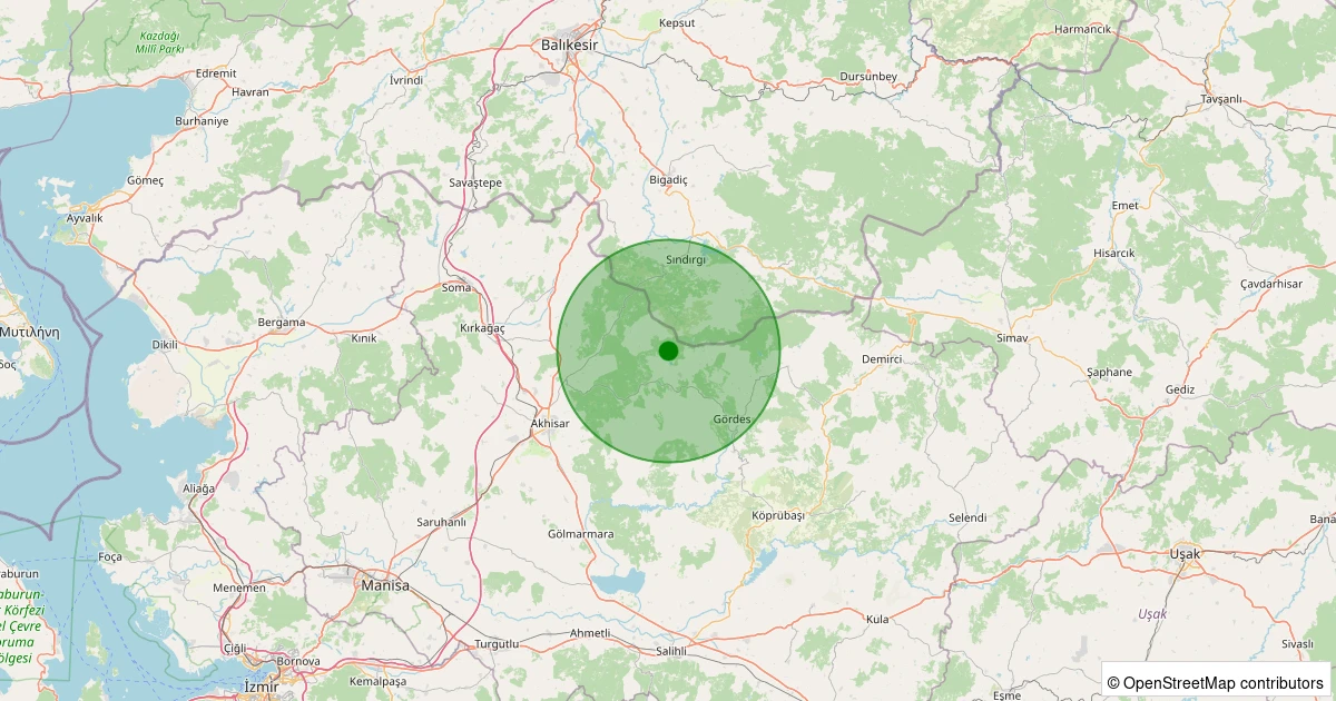 05 Kasım 2025 saat 16:06 - Akhisar - Hanpaşa Köyü - 1.10ml depreminin harita gösterimi