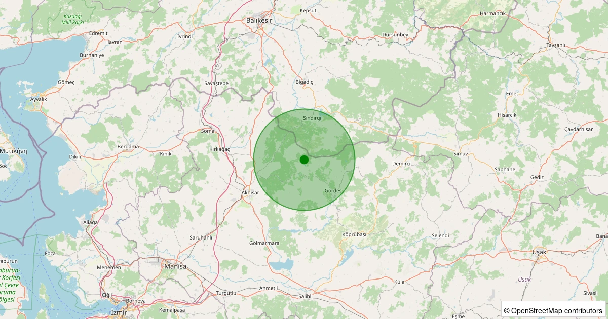 05 Kasım 2025 saat 16:06 - Akhisar - Hanpaşa Köyü - 1.10ML depreminin harita gösterimi