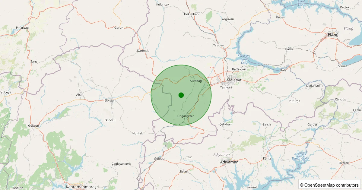 08 Ekim 2025 saat 12:49 - Akçadağ - Ortaköy - 2.60ml depreminin harita gösterimi