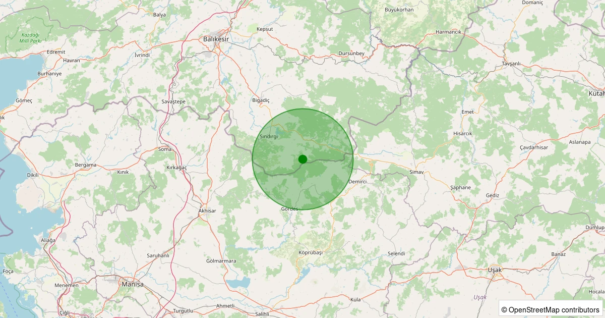 05 Kasım 2025 saat 18:12 - Sındırgı - Yaylabayır - 1.50ml depreminin harita gösterimi