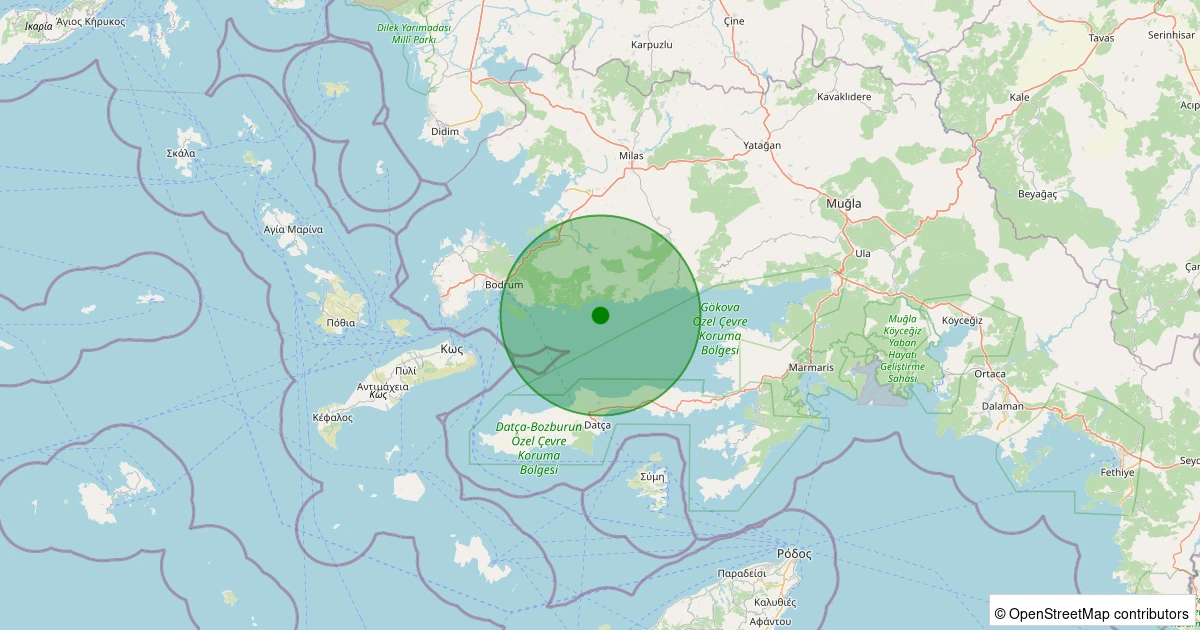 05 Kasım 2025 saat 18:49 - Ege Denizi - Gökova Körfezi - [06.68 km] Bodrum (Muğla) - 1.90ML depreminin harita gösterimi