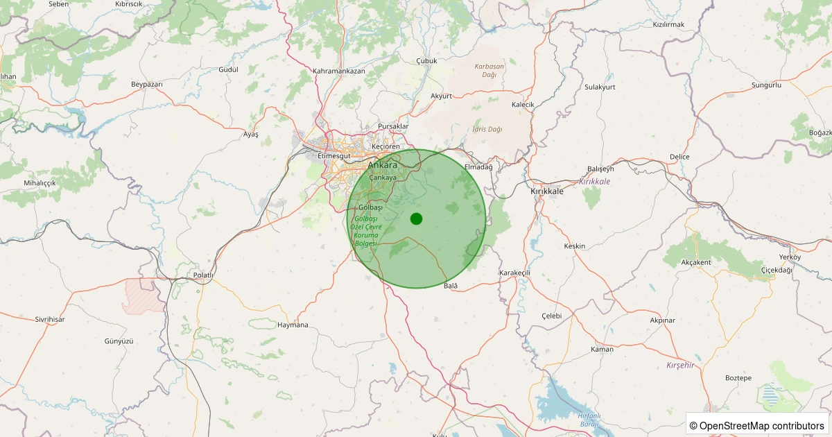 05 Kasım 2025 saat 19:40 - Çankaya - Kömürcü - 1.00ML depreminin harita gösterimi
