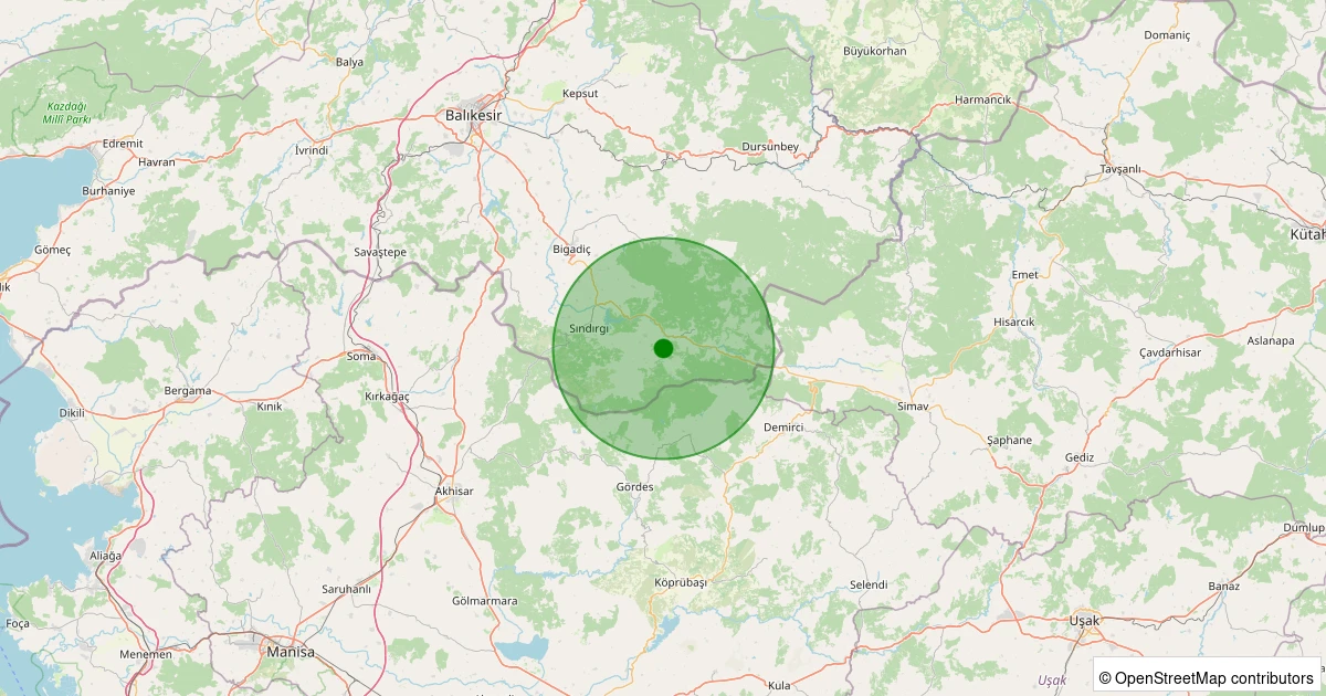 05 Kasım 2025 saat 22:10 - Sındırgı - Osmanlar - 2.50ML depreminin harita gösterimi