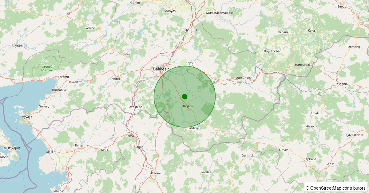 08 Ekim 2025 saat 12:55 - Bigadiç - Kadıköy - 1.60ml depreminin harita gösterimi