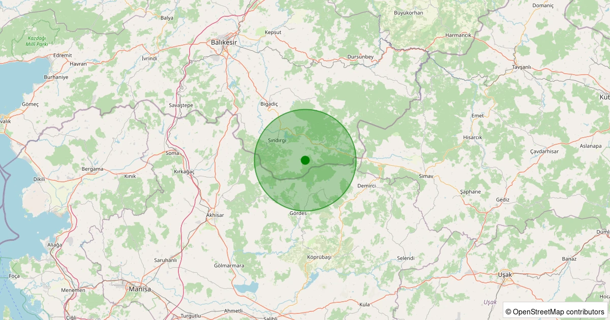 06 Kasım 2025 saat 00:13 - Sındırgı - Küçükdağdere - 1.30ML depreminin harita gösterimi