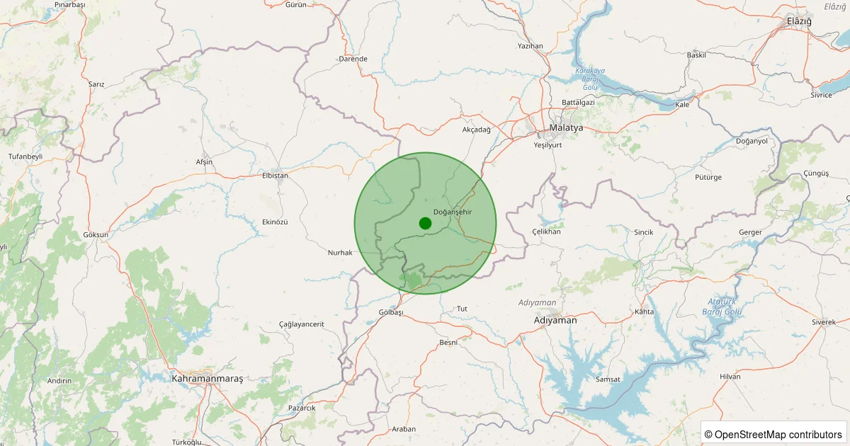 08 Ekim 2025 saat 13:27 - Doğanşehir - Söğüt - 1.80ml depreminin harita gösterimi