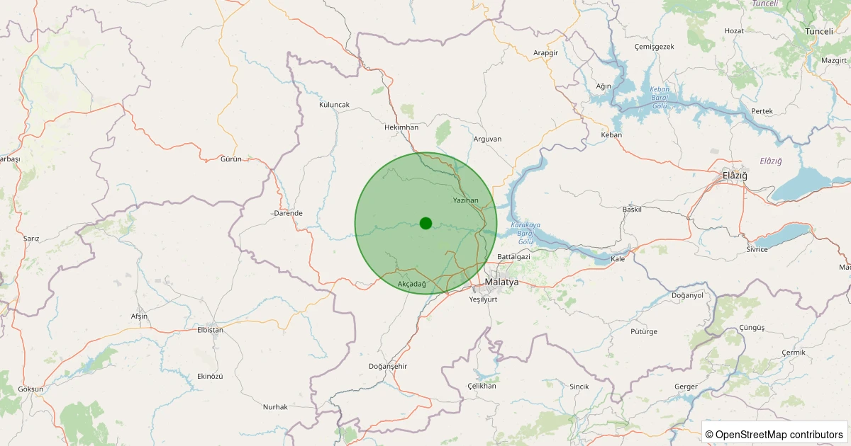 06 Kasım 2025 saat 01:05 - Yazıhan - İriağaç - 0.90ML depreminin harita gösterimi