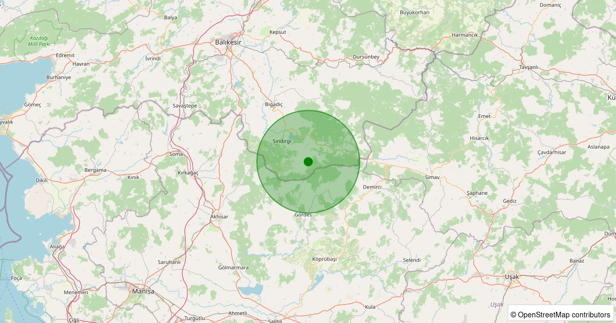 06 Kasım 2025 saat 01:35 - Sındırgı - Küçükdağdere - 1.50ML depreminin harita gösterimi
