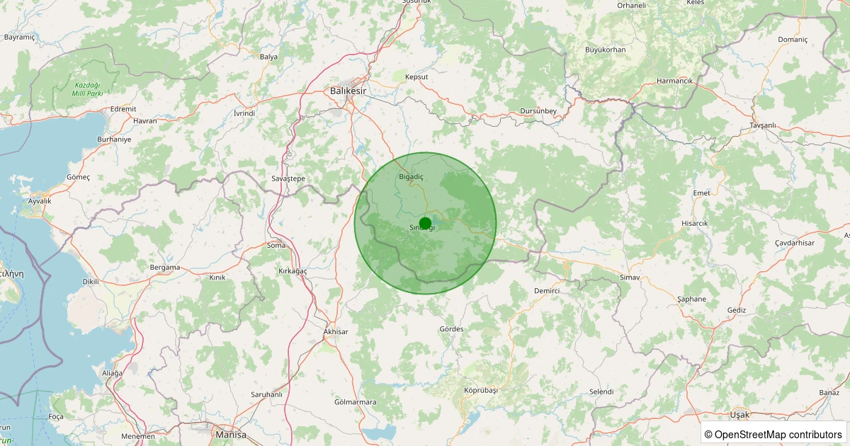 06 Kasım 2025 saat 02:05 - Sındırgı - Çavdaroğlu - 1.60ml depreminin harita gösterimi