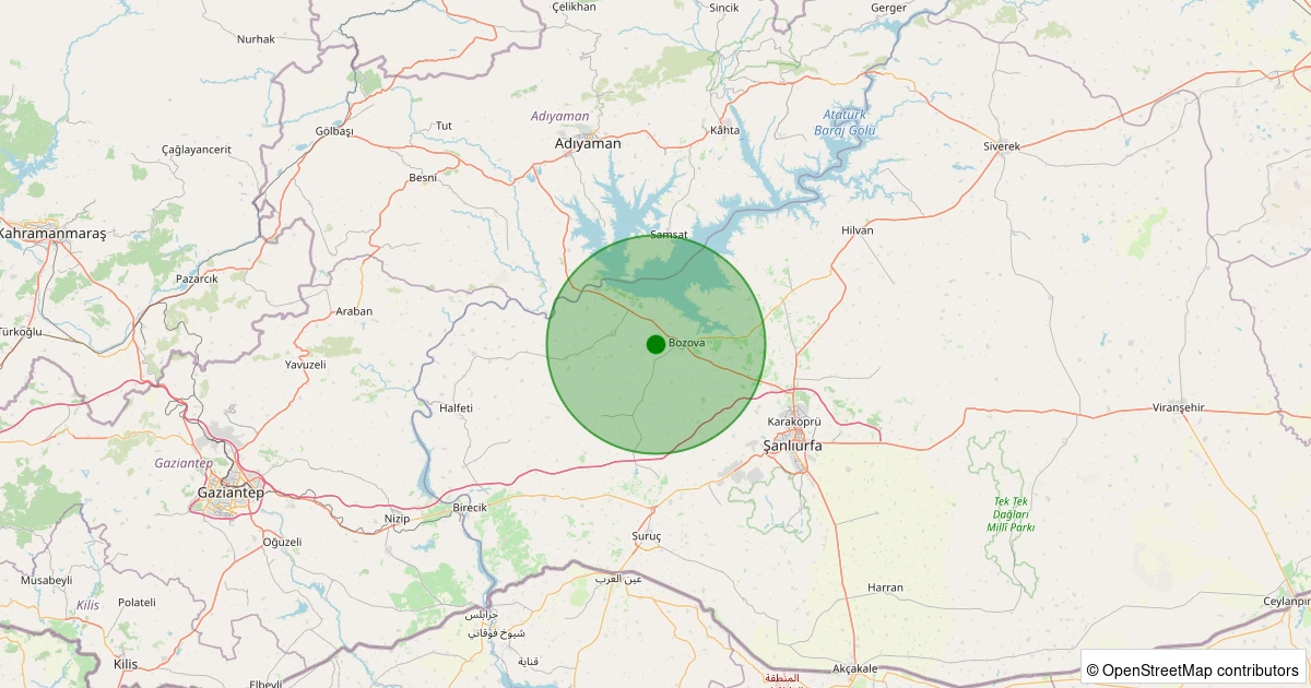 06 Kasım 2025 saat 01:46 - Bozova - Altınlı - 1.40ml depreminin harita gösterimi