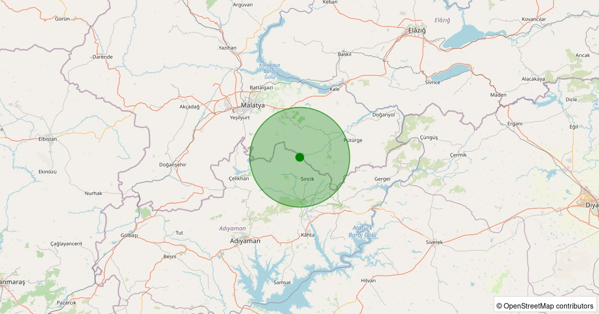 06 Kasım 2025 saat 02:13 - Sincik - Arıkonak Köyü - 1.20ml depreminin harita gösterimi