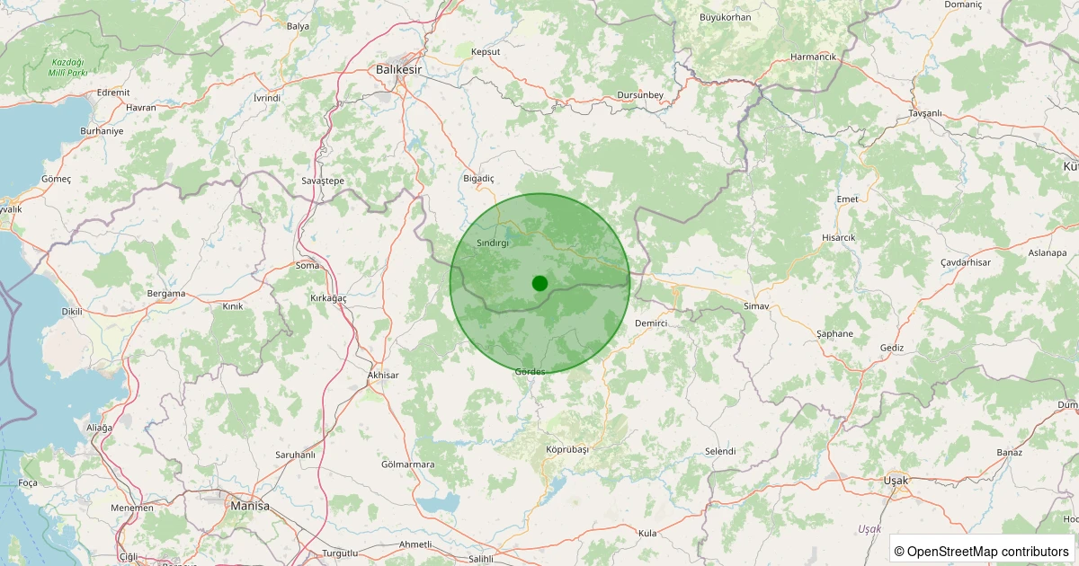 06 Kasım 2025 saat 02:51 - Sındırgı - Küçükdağdere - 1.50ML depreminin harita gösterimi