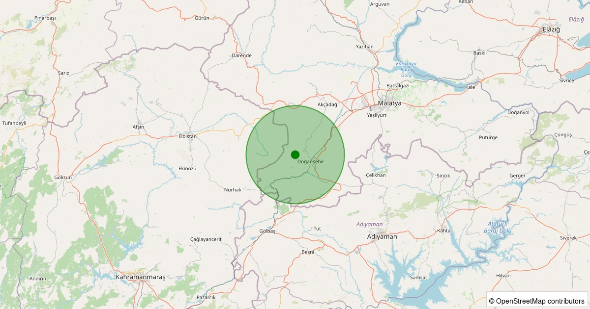 06 Kasım 2025 saat 03:05 - Doğanşehir - Fındık - 2.10ML depreminin harita gösterimi