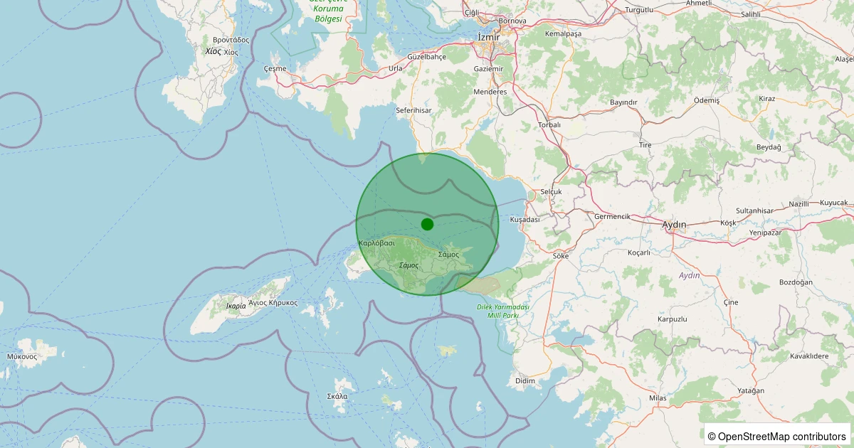 06 Kasım 2025 saat 04:29 - Ege Denizi - [24.95 km] Seferihisar (İzmir) - 1.20ML depreminin harita gösterimi