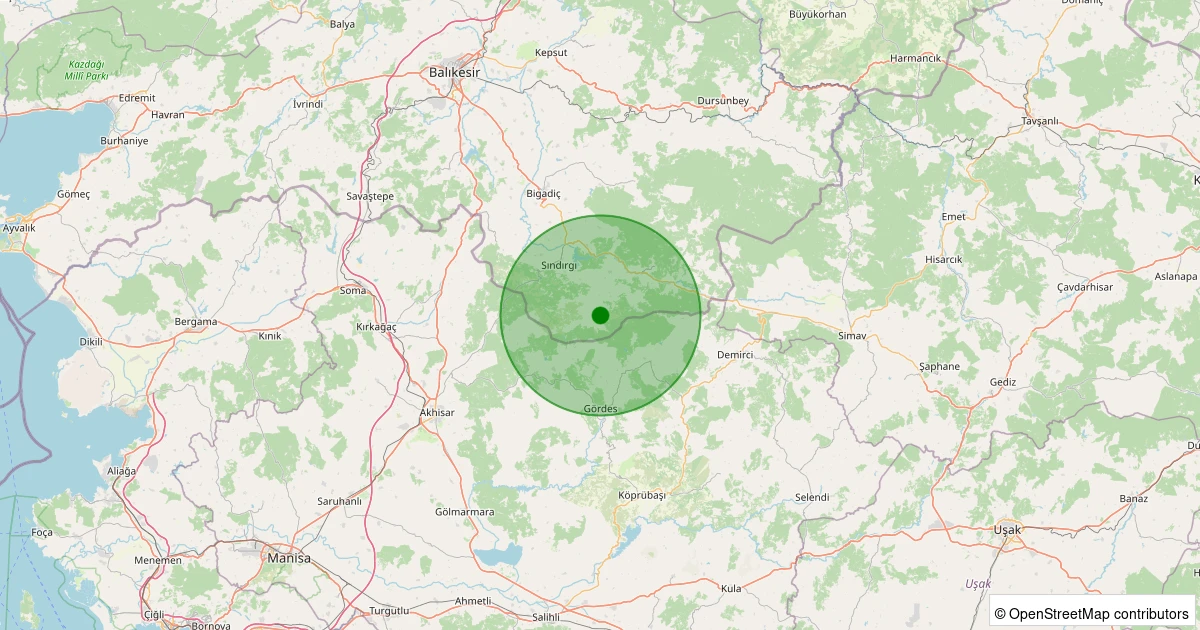 06 Kasım 2025 saat 04:00 - Sındırgı - Yüreğil/Merkez - 1.40ML depreminin harita gösterimi
