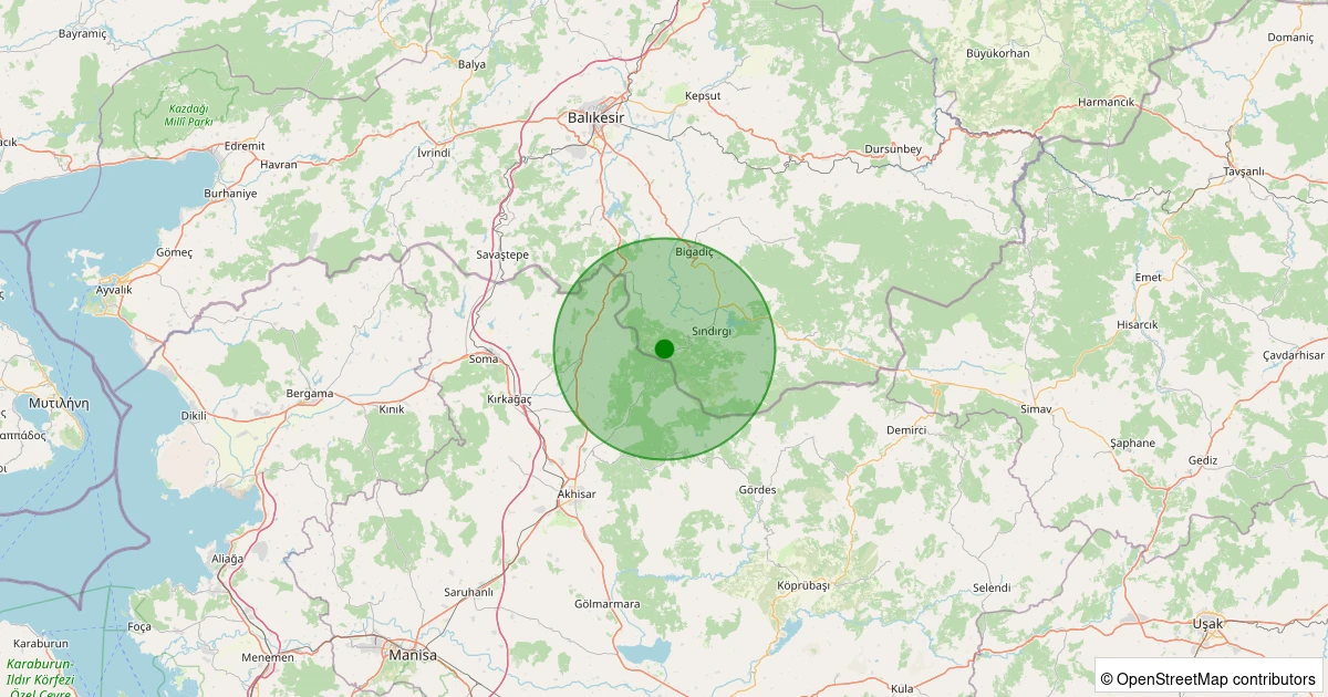 06 Kasım 2025 saat 05:38 - Sındırgı - Alakır - 1.40ml depreminin harita gösterimi