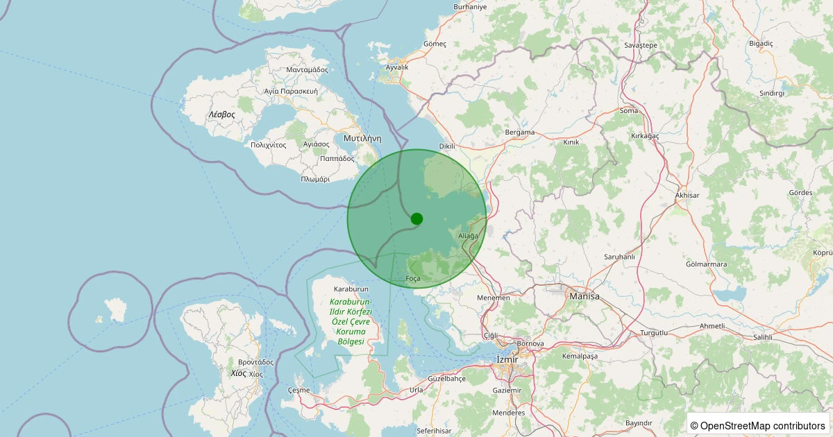 06 Kasım 2025 saat 06:36 - Ege Denizi - [11.73 km] Dikili (İzmir) - 2.30ML depreminin harita gösterimi