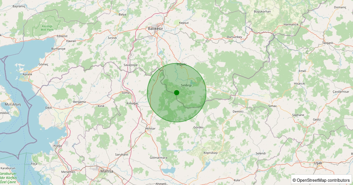 06 Kasım 2025 saat 06:59 - Sındırgı - Kertil - 1.20ml depreminin harita gösterimi
