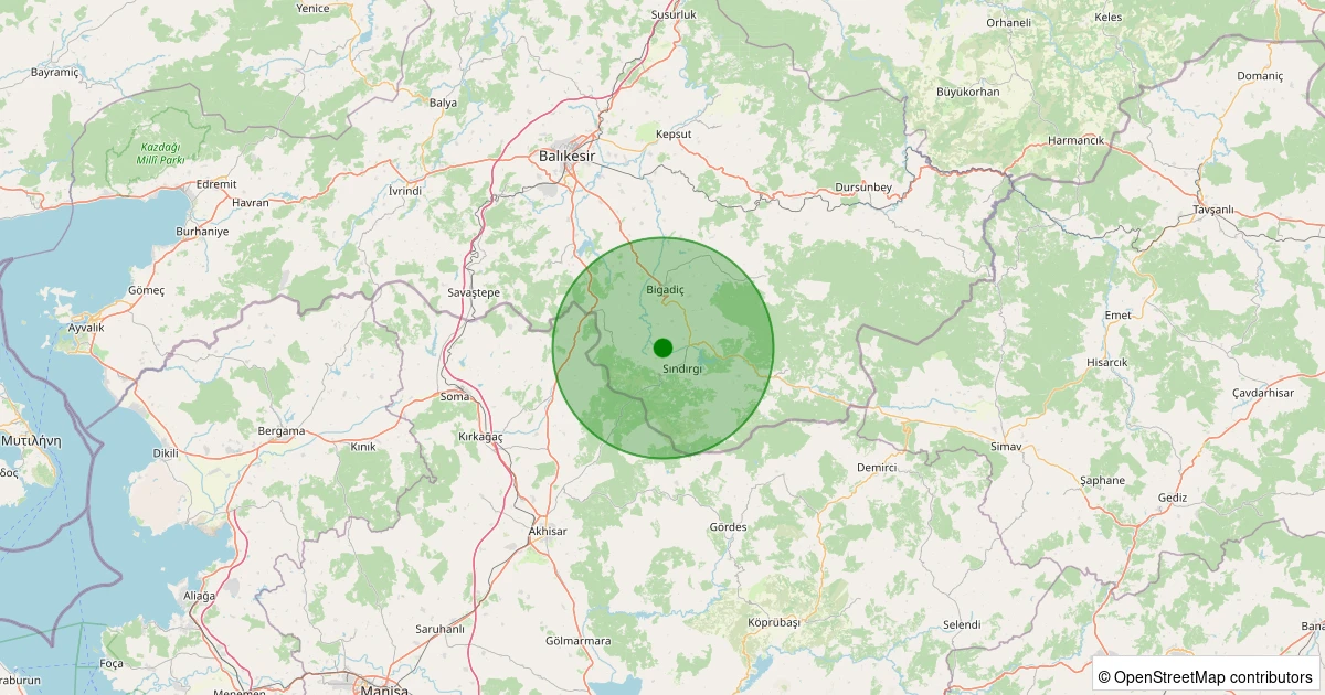 06 Kasım 2025 saat 08:08 - Sındırgı - İbiller - 2.00ml depreminin harita gösterimi