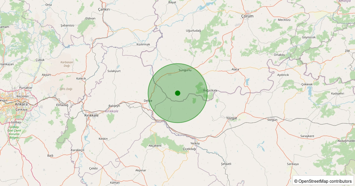 06 Kasım 2025 saat 08:51 - Sungurlu - Çiçeklikeller Köyü - 1.10ml depreminin harita gösterimi