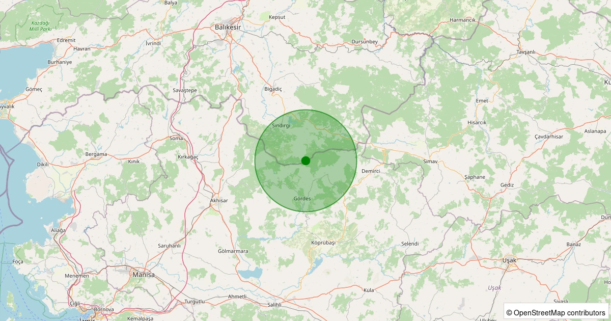 06 Kasım 2025 saat 10:53 - Sındırgı - Yüreğil/Merkez - 1.20ml depreminin harita gösterimi