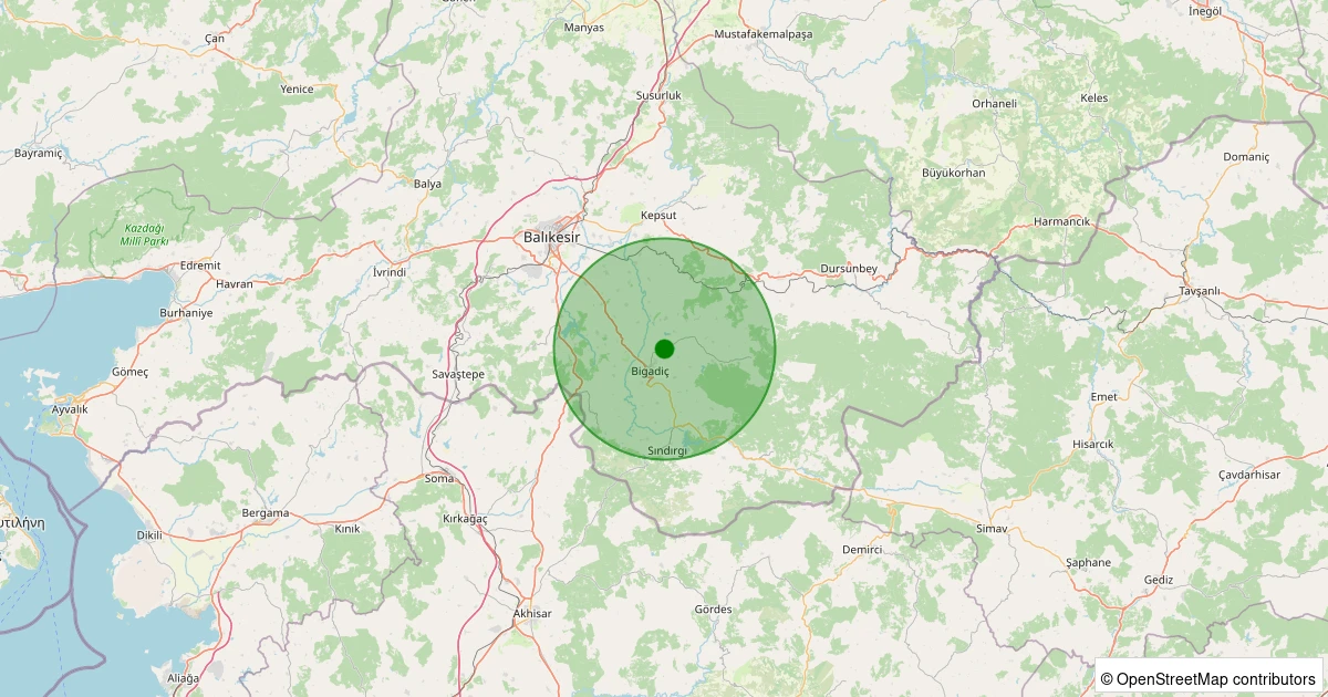 06 Kasım 2025 saat 12:56 - Bigadiç - Salmanlı - 1.00ML depreminin harita gösterimi