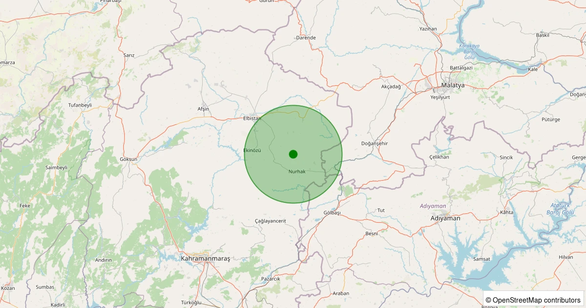 06 Kasım 2025 saat 16:16 - Nurhak - 2.00ml depreminin harita gösterimi