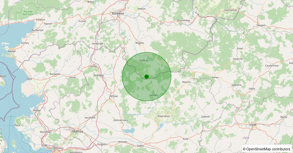 06 Kasım 2025 saat 16:33 - Sındırgı - 1.50ml depreminin harita gösterimi