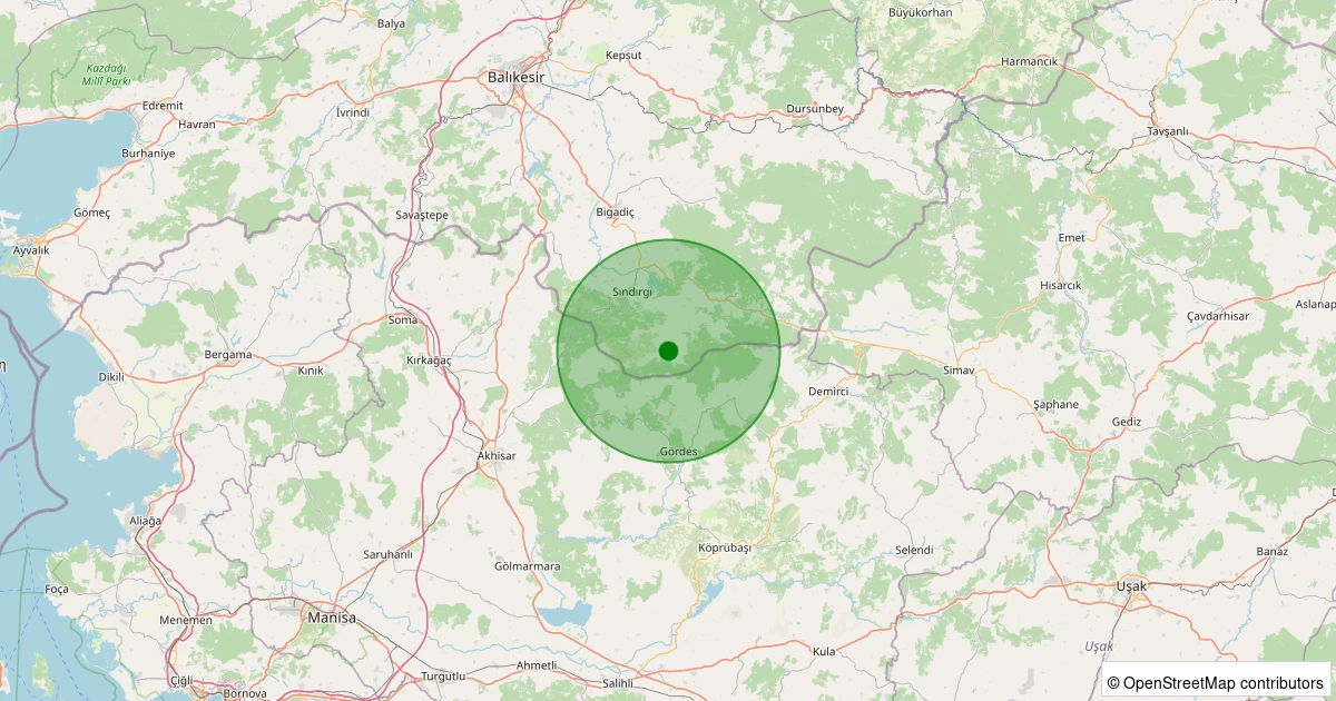 06 Kasım 2025 saat 17:02 - Sındırgı - Yüreğil/Yeni - 1.70ml depreminin harita gösterimi