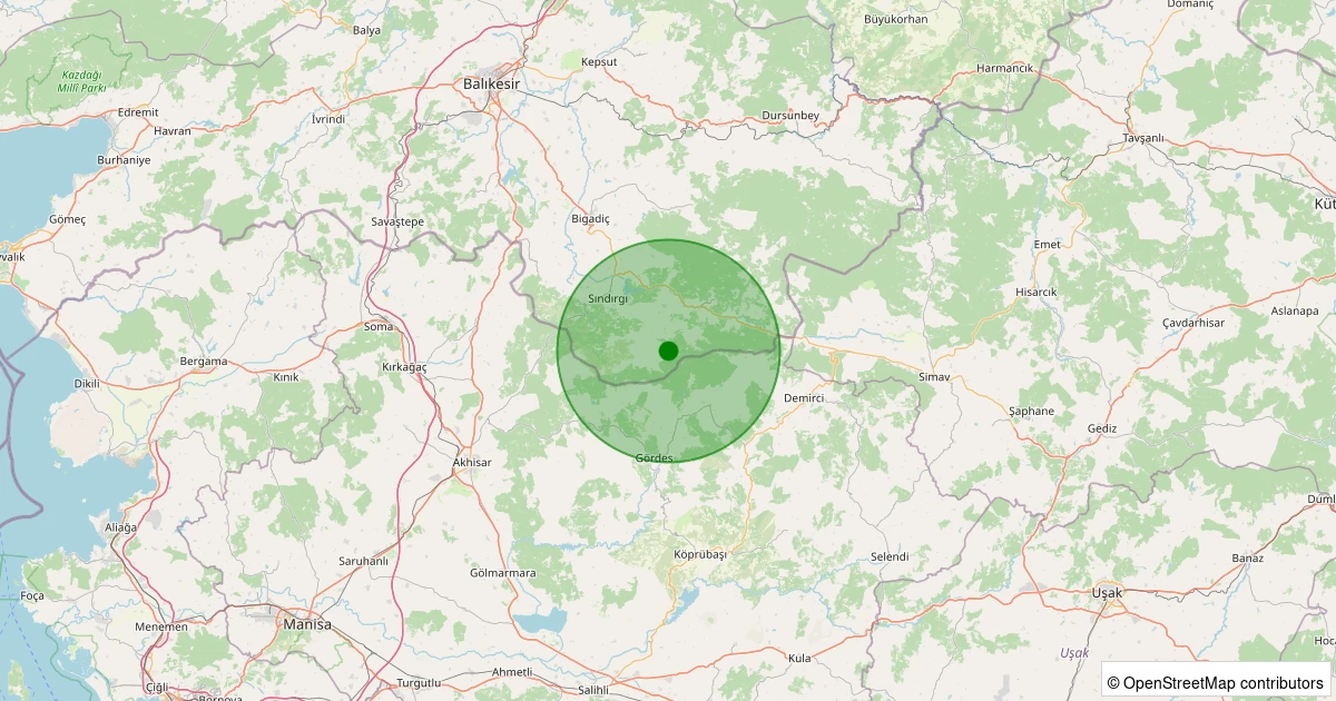 06 Kasım 2025 saat 19:40 - Sındırgı - Küçükdağdere - 2.00ml depreminin harita gösterimi