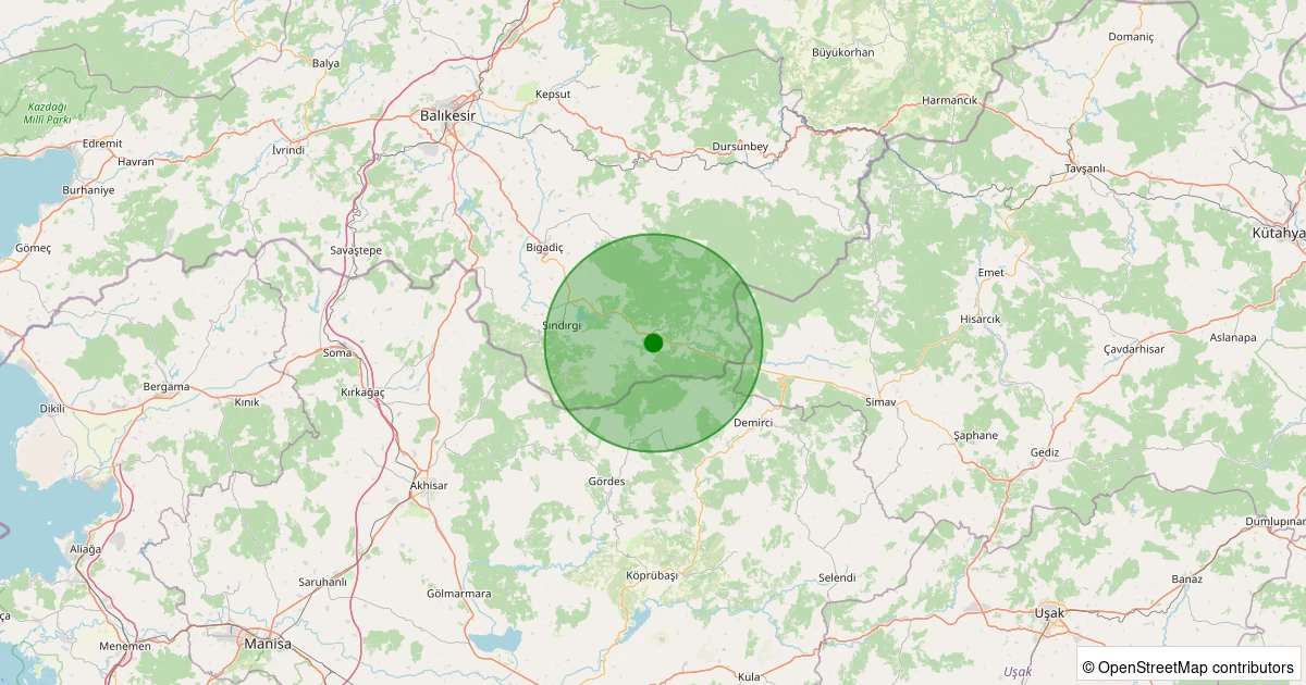 06 Kasım 2025 saat 20:27 - Sındırgı - Çıkrıkçı - 1.80ml depreminin harita gösterimi